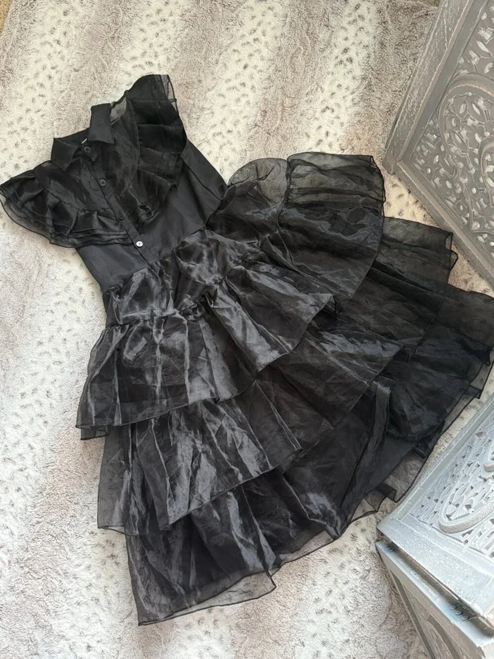 Wednesday Addams black dress girls size 10 Halloween costume whimsigoth grunge